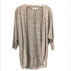 2/$15 Pink Rose -Gray Open Front Cardigan Lightweight Draped Layering Sweater -S